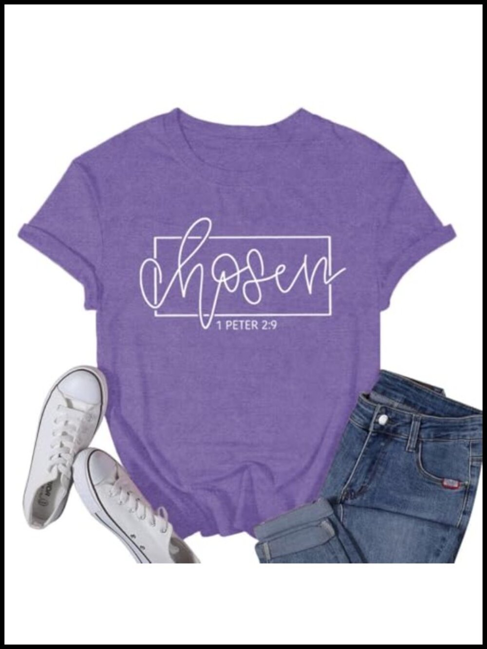 Christian Christ Chosen Bible Verse T-Shirt Crew Neck Short Sleeve Women's